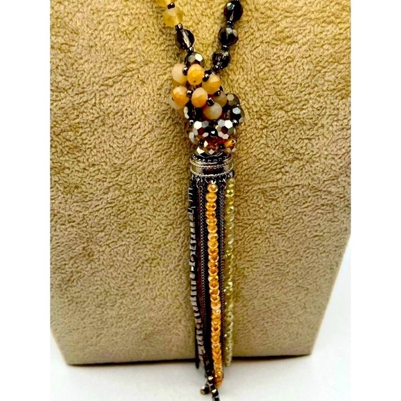 Long Beaded Tassel Necklace With Sparkling Beads & Mixed Colors. A51 - Picture 6 of 8